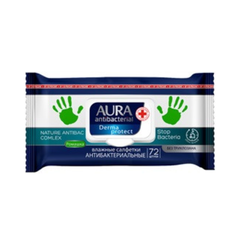 Aura Antibacterial klórmentes fertőtlenítőkendő 72db